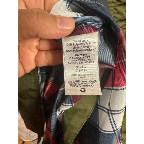 Time and Tru Women’s Green Windbreaker Jacket XL Hooded Zip Up Drawstring Waist - Picture 7 of 10